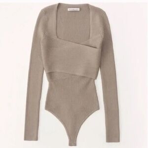 Abercrombie & Fitch Taupe Ribbed Bodysuit